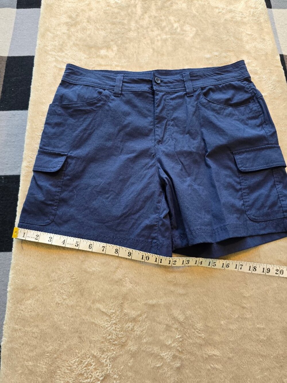 Eddie Bauer Womens Blue Cargo Hiking Shorts size 12 Outdoor Utility